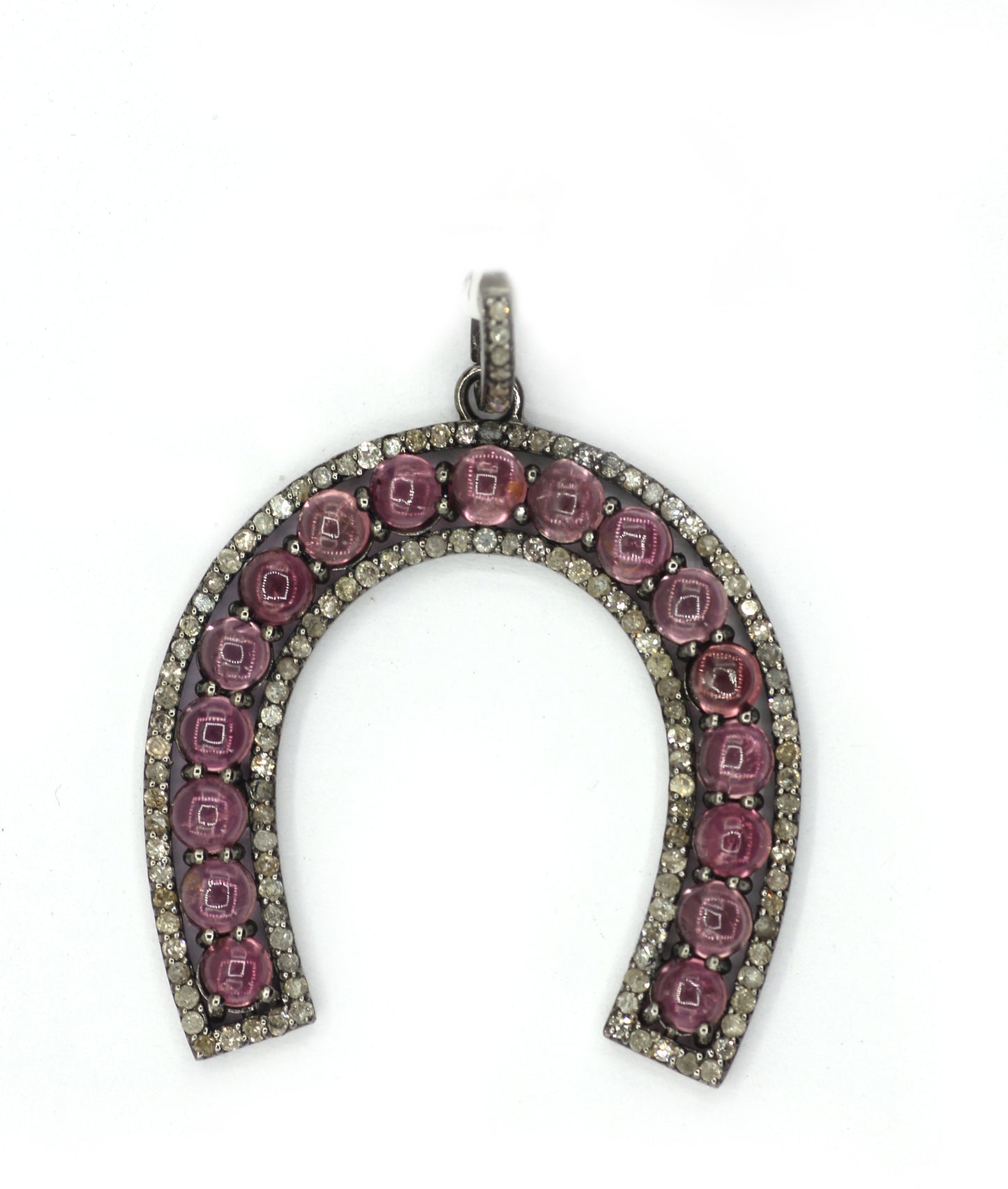 Horseshoe Shape Silver Pave Diamond Pendant