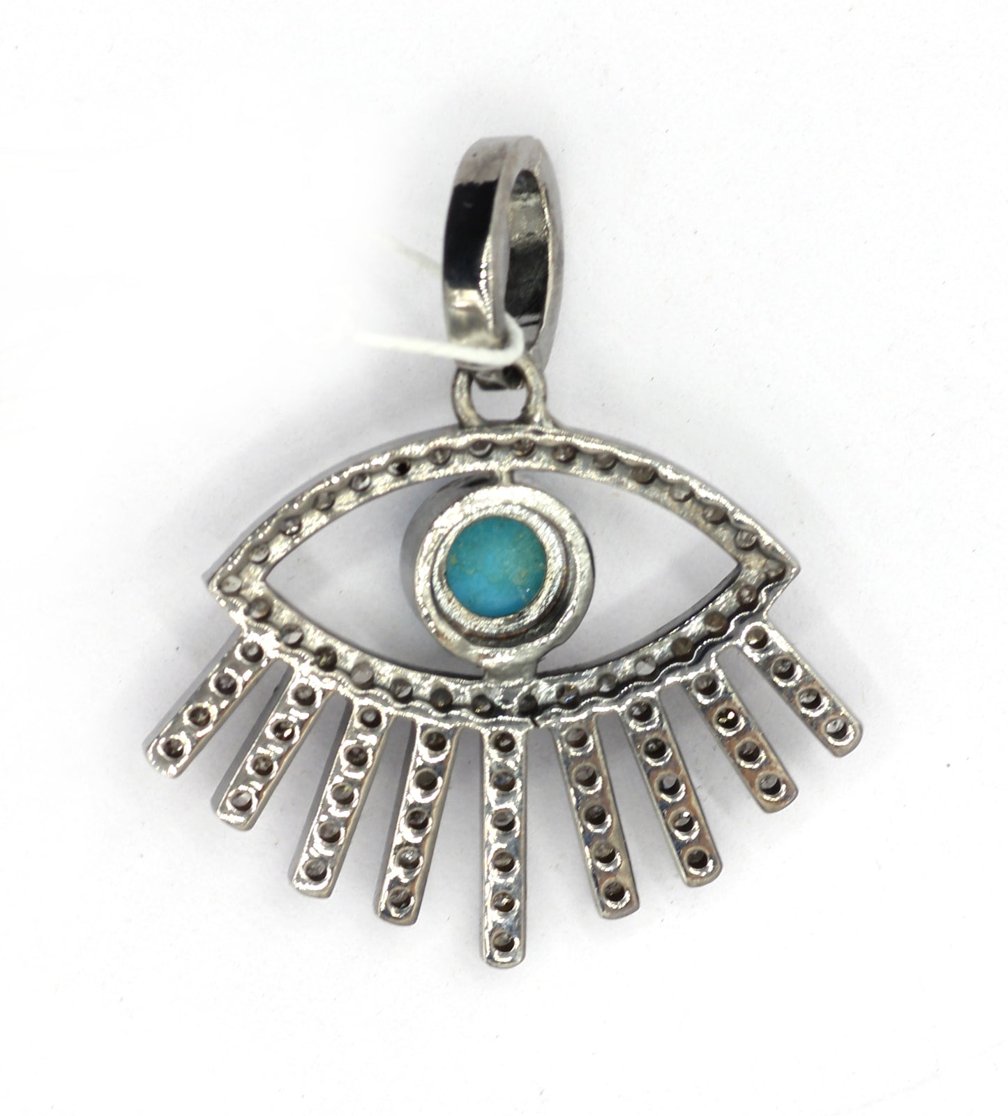 Evil Eye Silver Pave Diamond Pendant