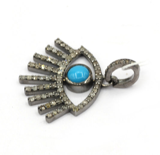 Evil Eye Silver Pave Diamond Pendant