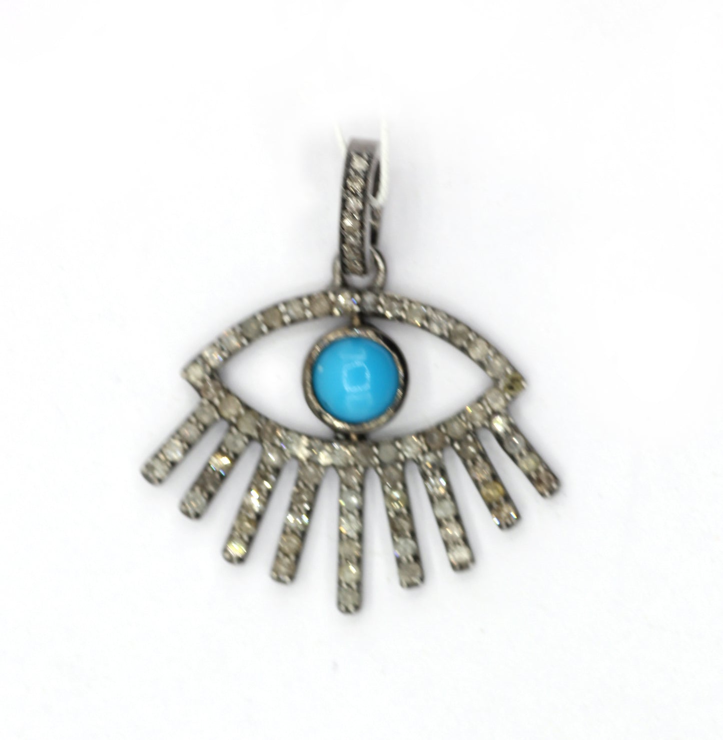 Evil Eye Silver Pave Diamond Pendant
