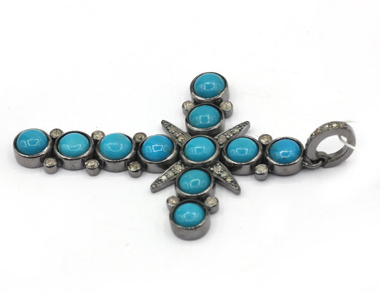 Cross Silver Pave Diamond Pendant