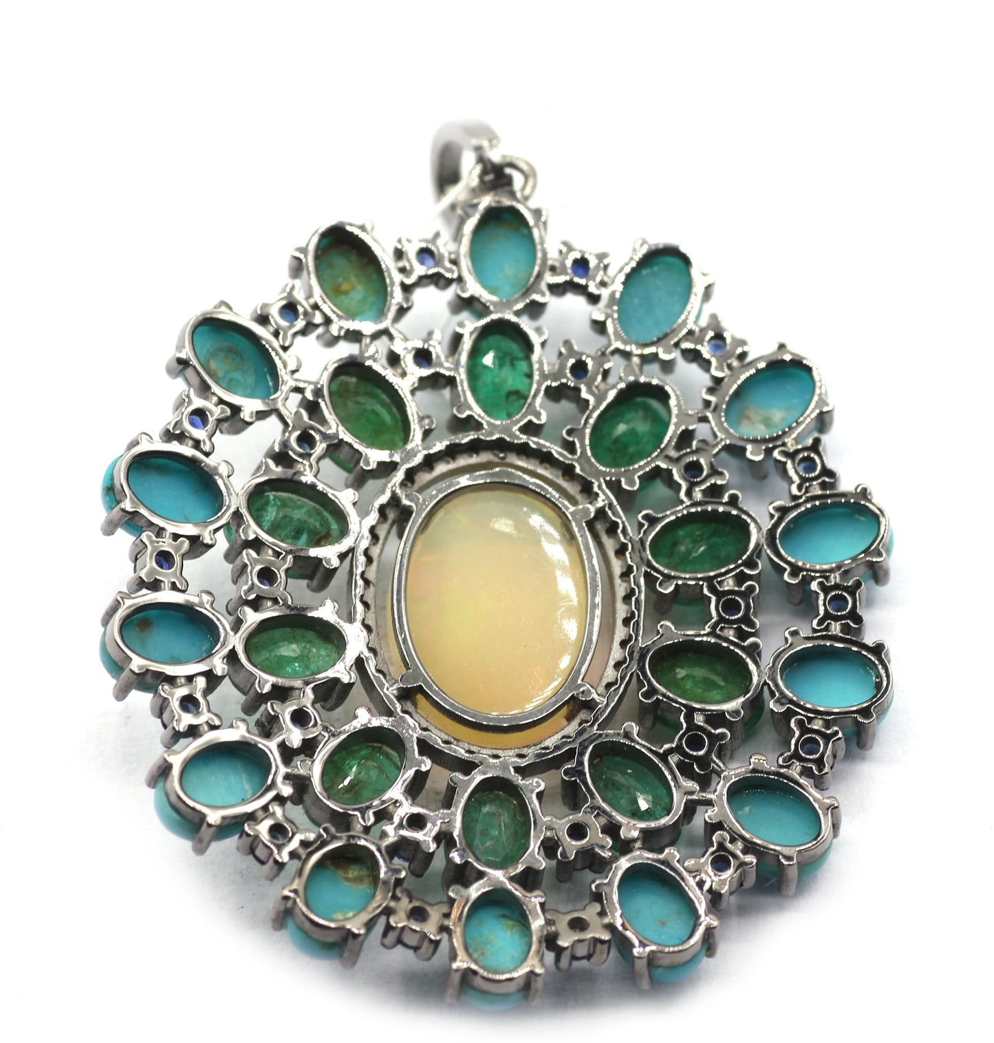 Oval Stone Pave Diamond Pendant