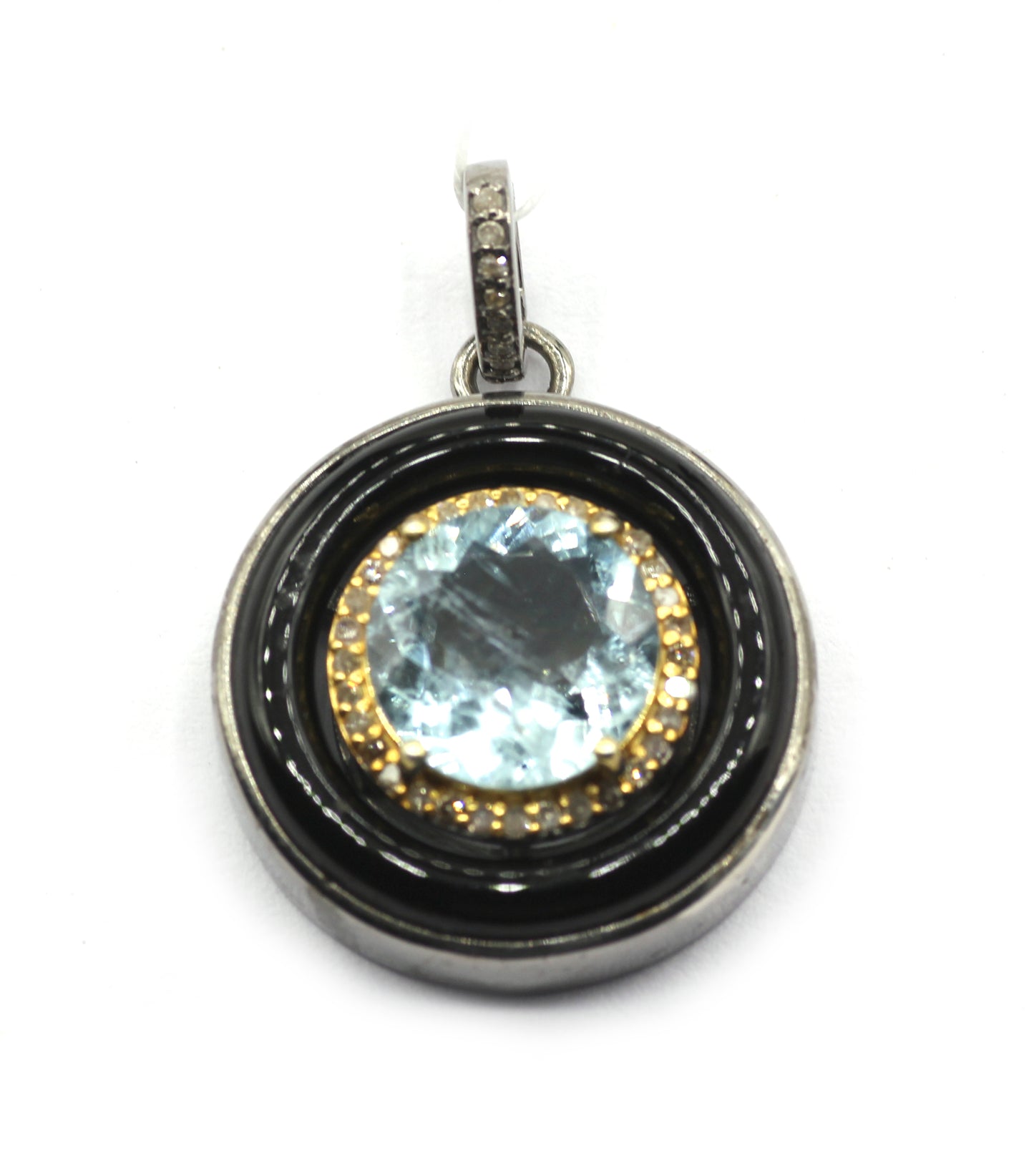 Round 92.5 Silver Pave Diamond Pendant