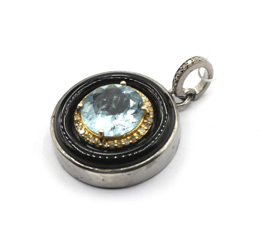 Round 92.5 Silver Pave Diamond Pendant