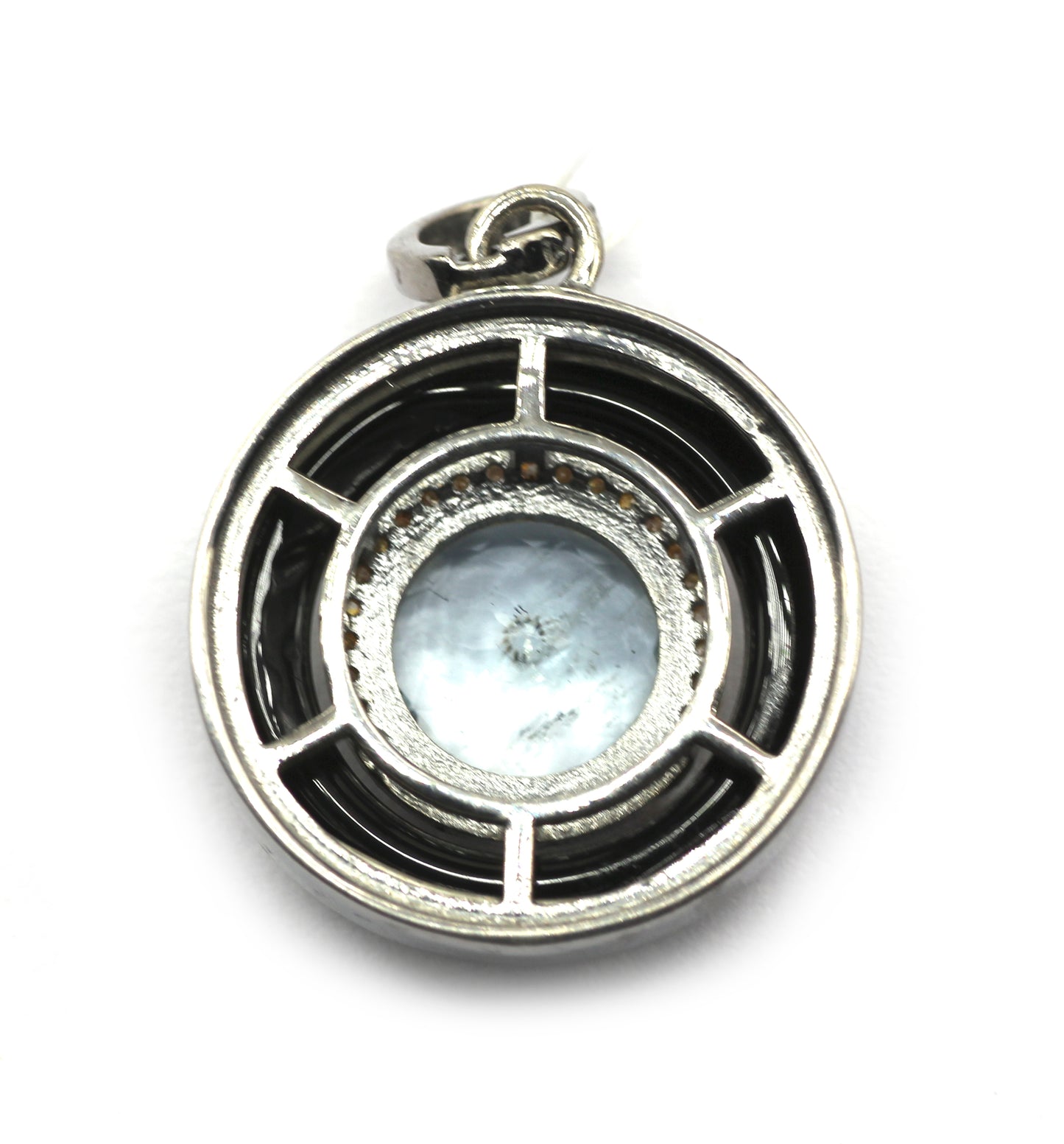 Round 92.5 Silver Pave Diamond Pendant
