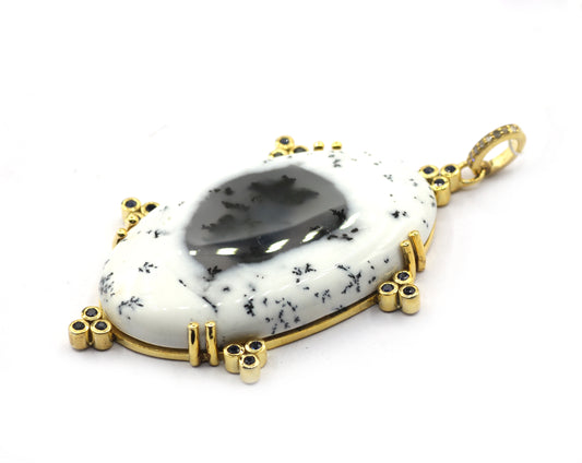 Oval Stone Pave Diamond Pendant