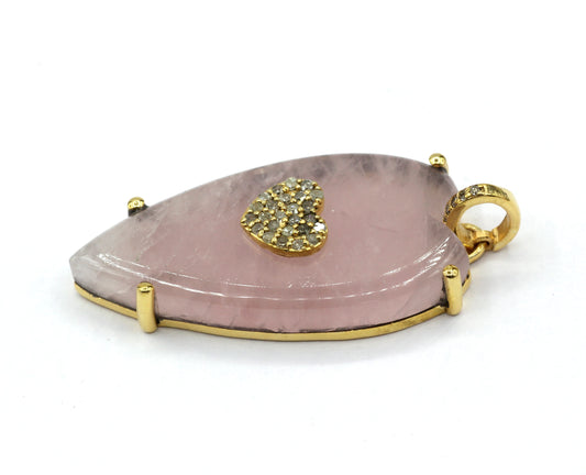 Heart Silver Pave Diamond Pendant