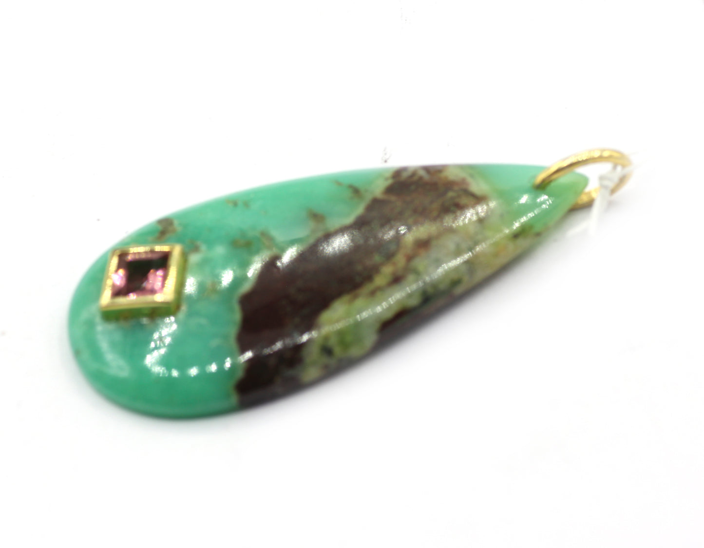 Nature Chrysoprase Pave Diamond Pendant