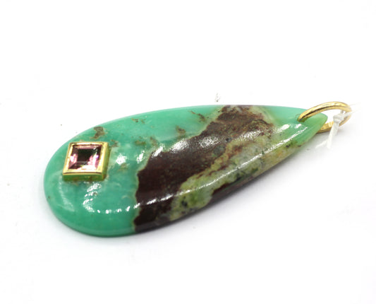 Nature Chrysoprase Pave Diamond Pendant