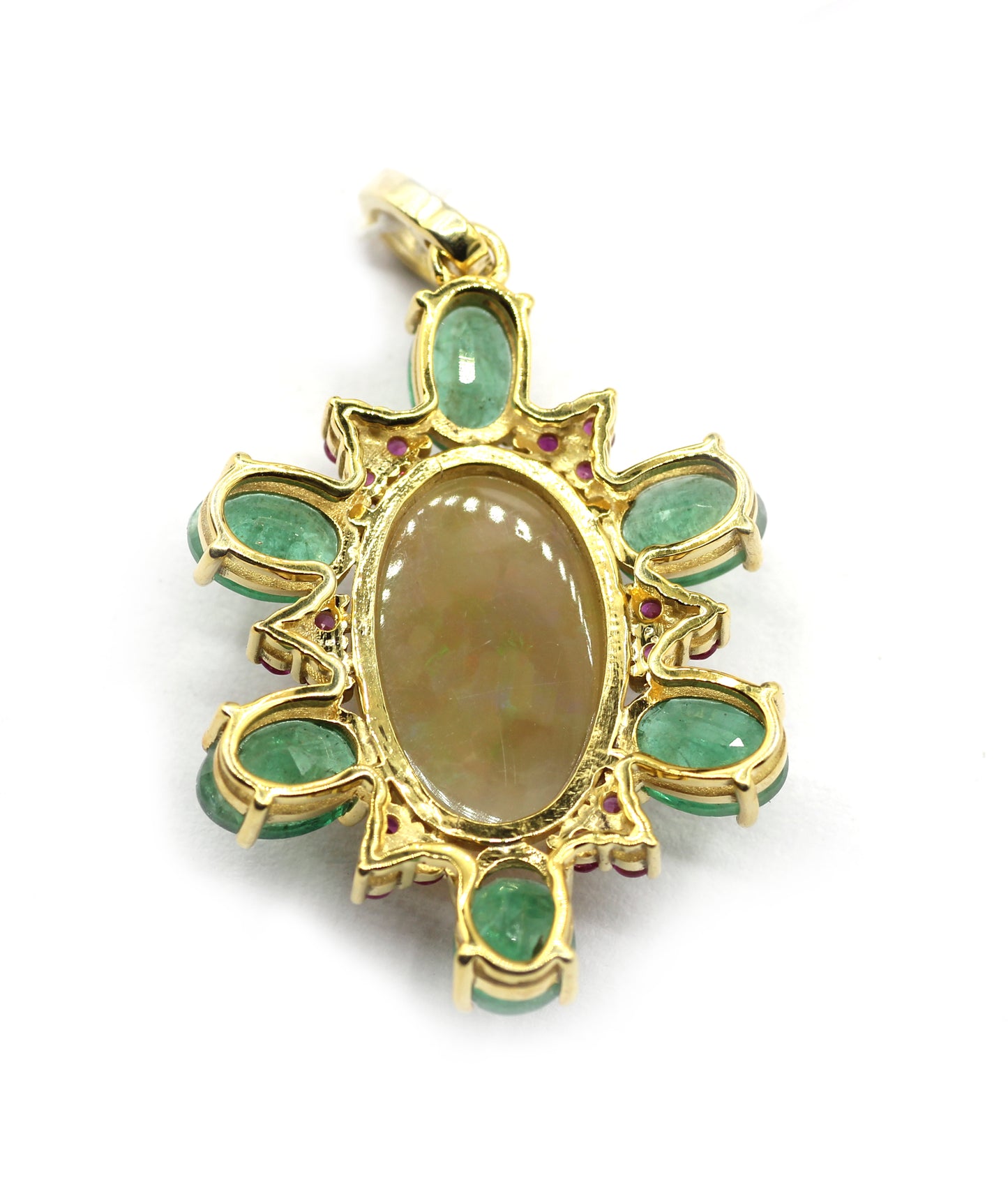 Opal Stone Pave Diamond Pendant