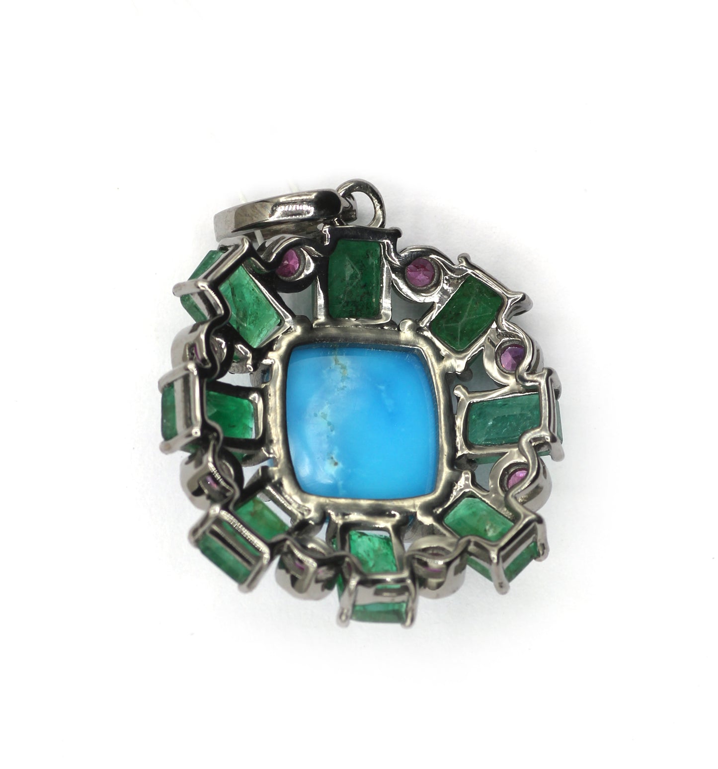 Emerald 92.5 Silver Pave Diamond Pendant