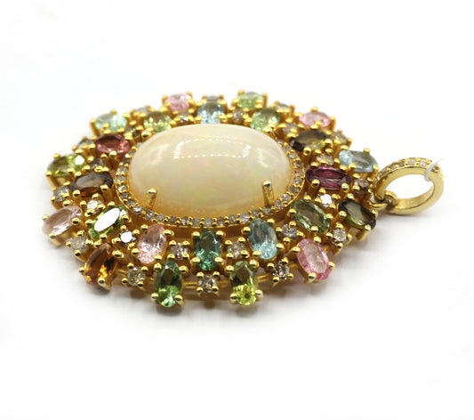 Opal 92.5 Silver Pave Diamond Pendant