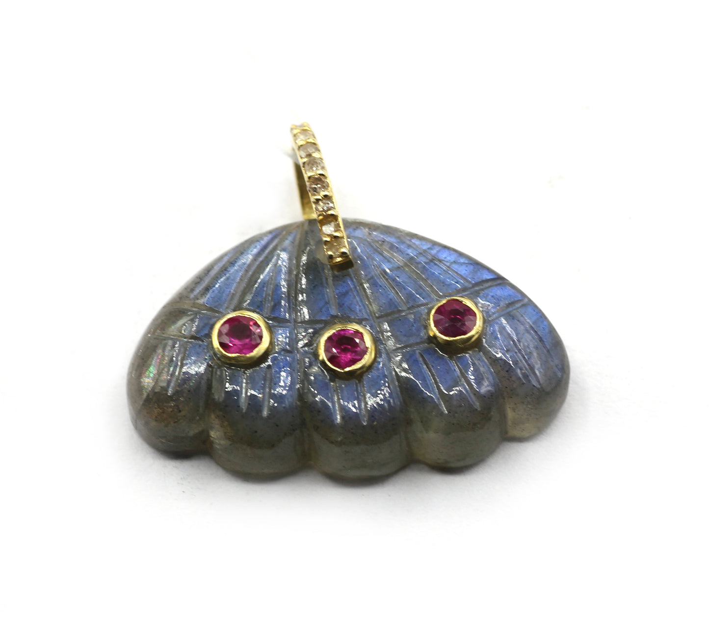 Labradorite Stone Pave Diamond Pendant