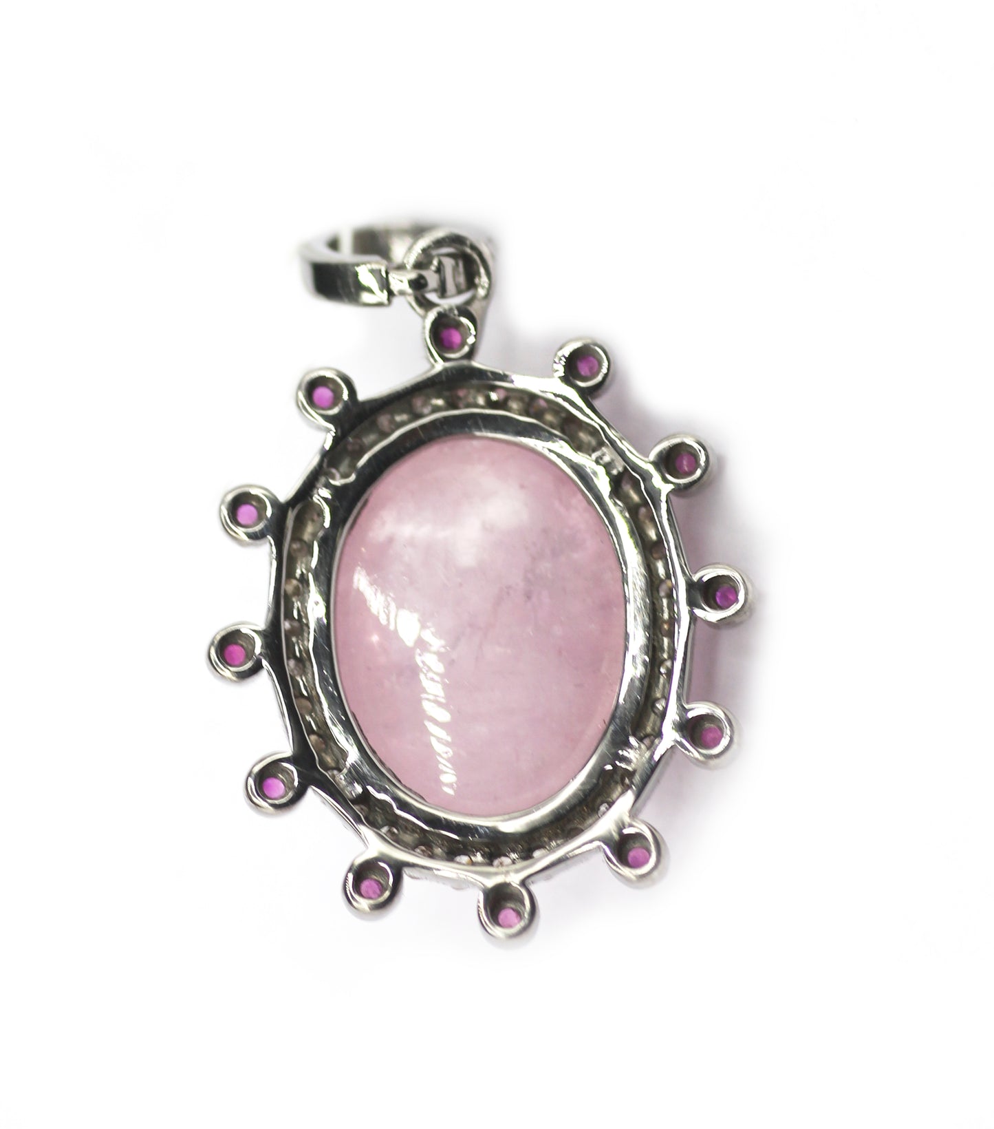 Oval Silver Diamond Pendant