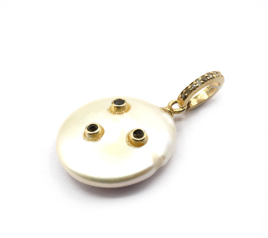 Pearl 92.5 Silver Pave Diamond Pendant