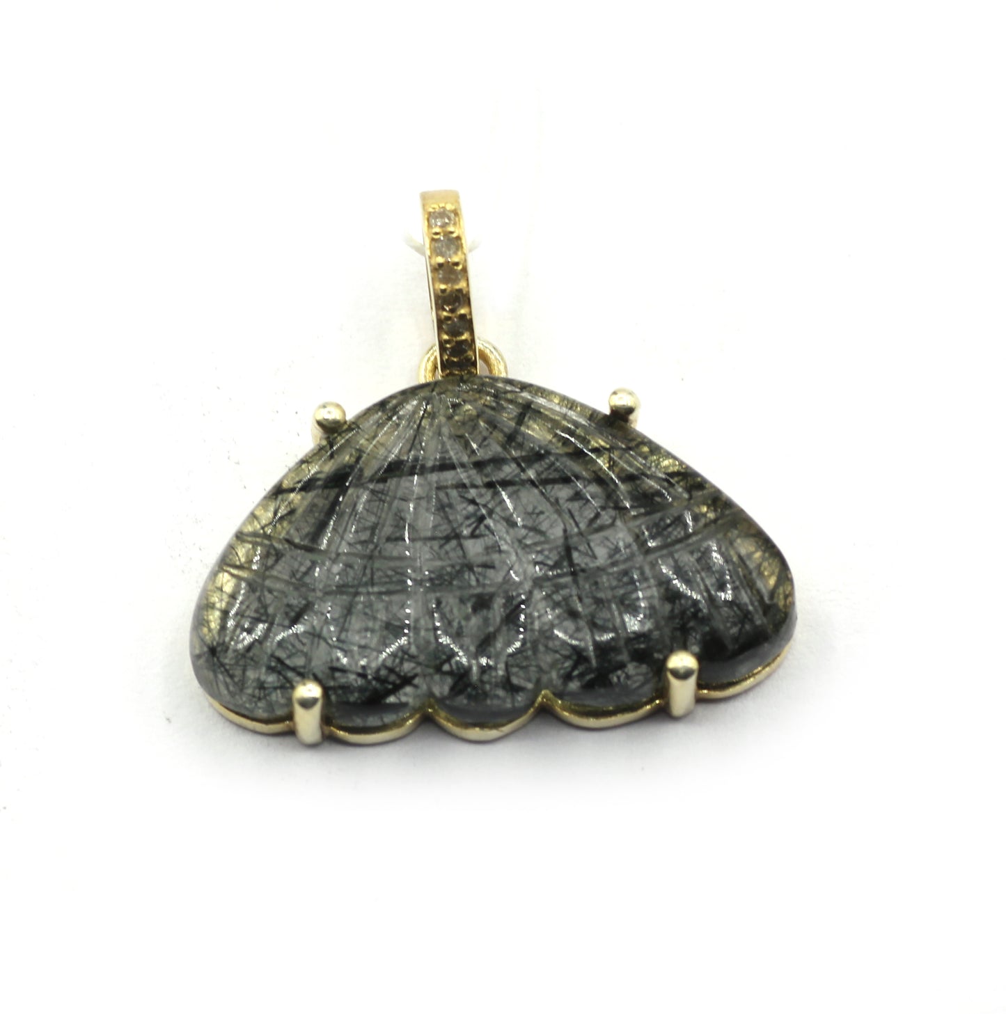 Black rutile Pave Diamond Pendant