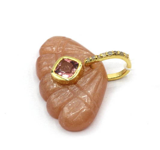 Moon Stone Pave Diamond Pendant