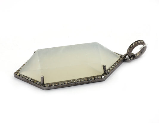 Moon Stone Pave Diamond Pendant