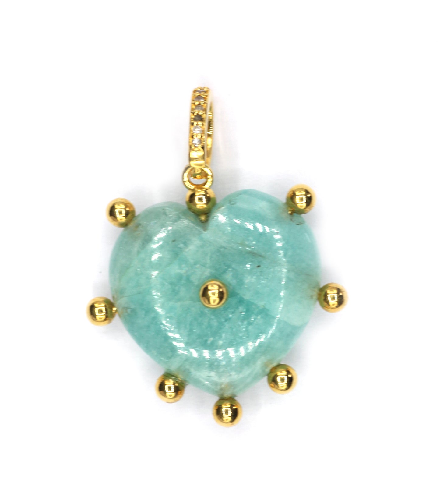 Amazonite Heart Shape Pave Diamond Pendant