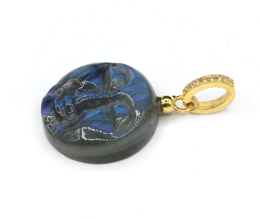 Labradorite Face Pave Diamond Pendant