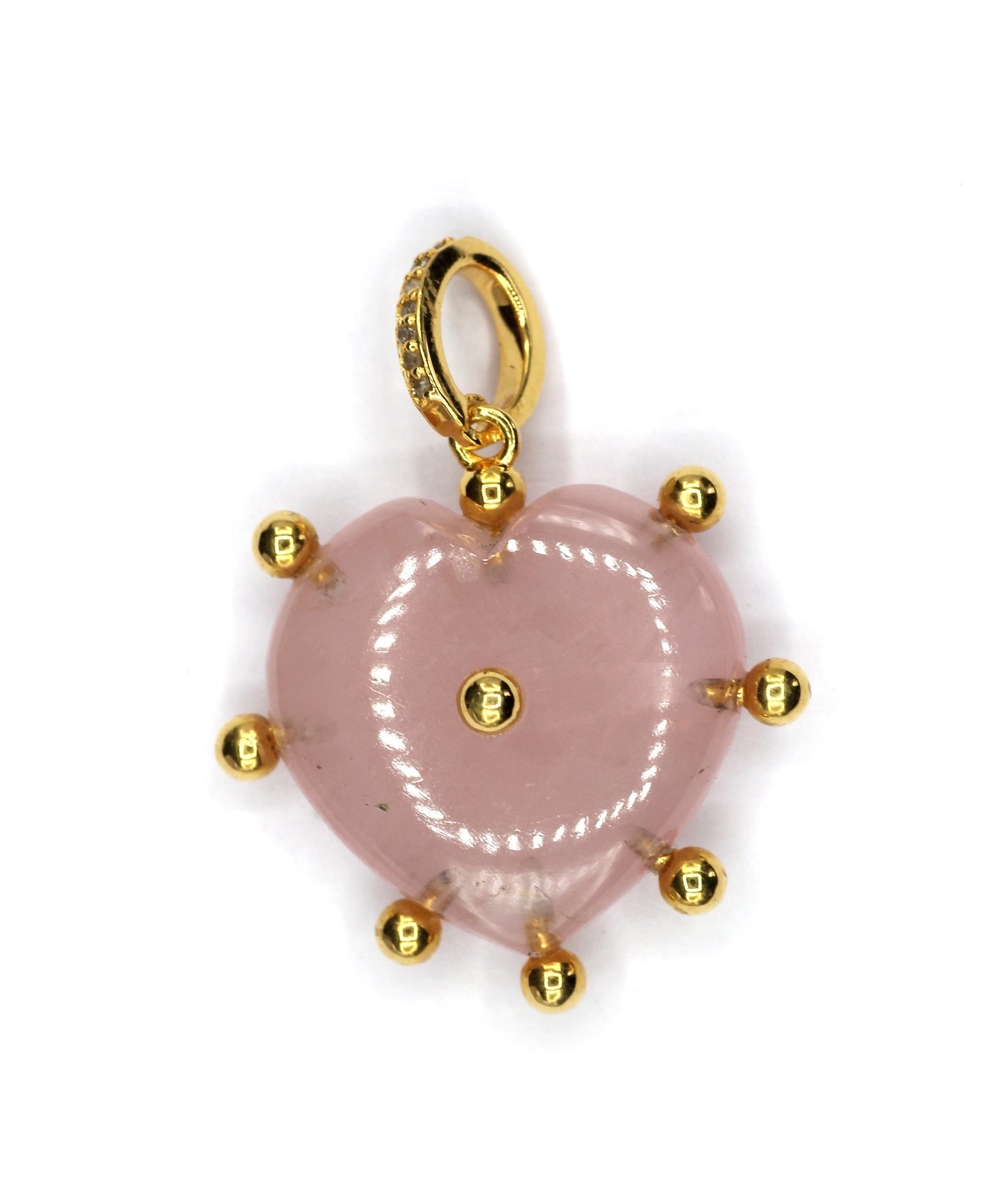 Rose Quartz Heart Shape Pave Diamond Pendant