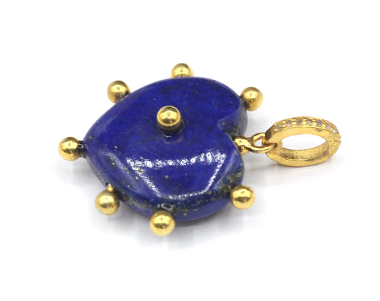 Heart Lapis lazuli Pave Diamond Pendant