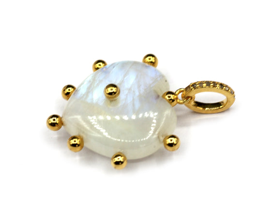 Moonstone Heart Shape Pave Diamond Pendant