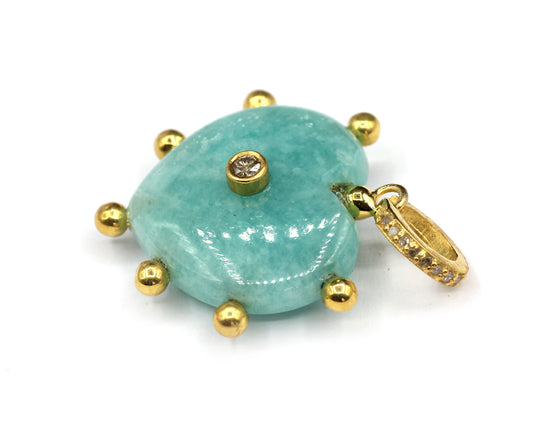 Heart Amazonite Pave Diamond Pendant