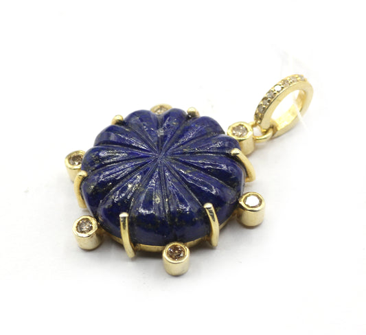 Lapis Lazuli Pave Diamond Pendant