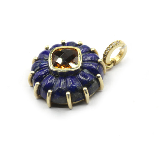 Lapis Lazuli Pave Diamond Pendant