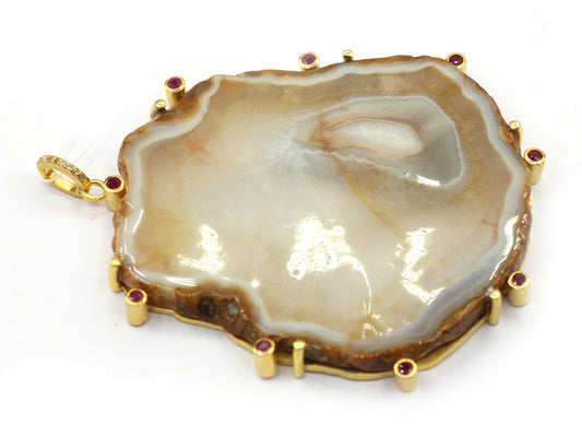 Agate Nature Pave Diamond Pendant