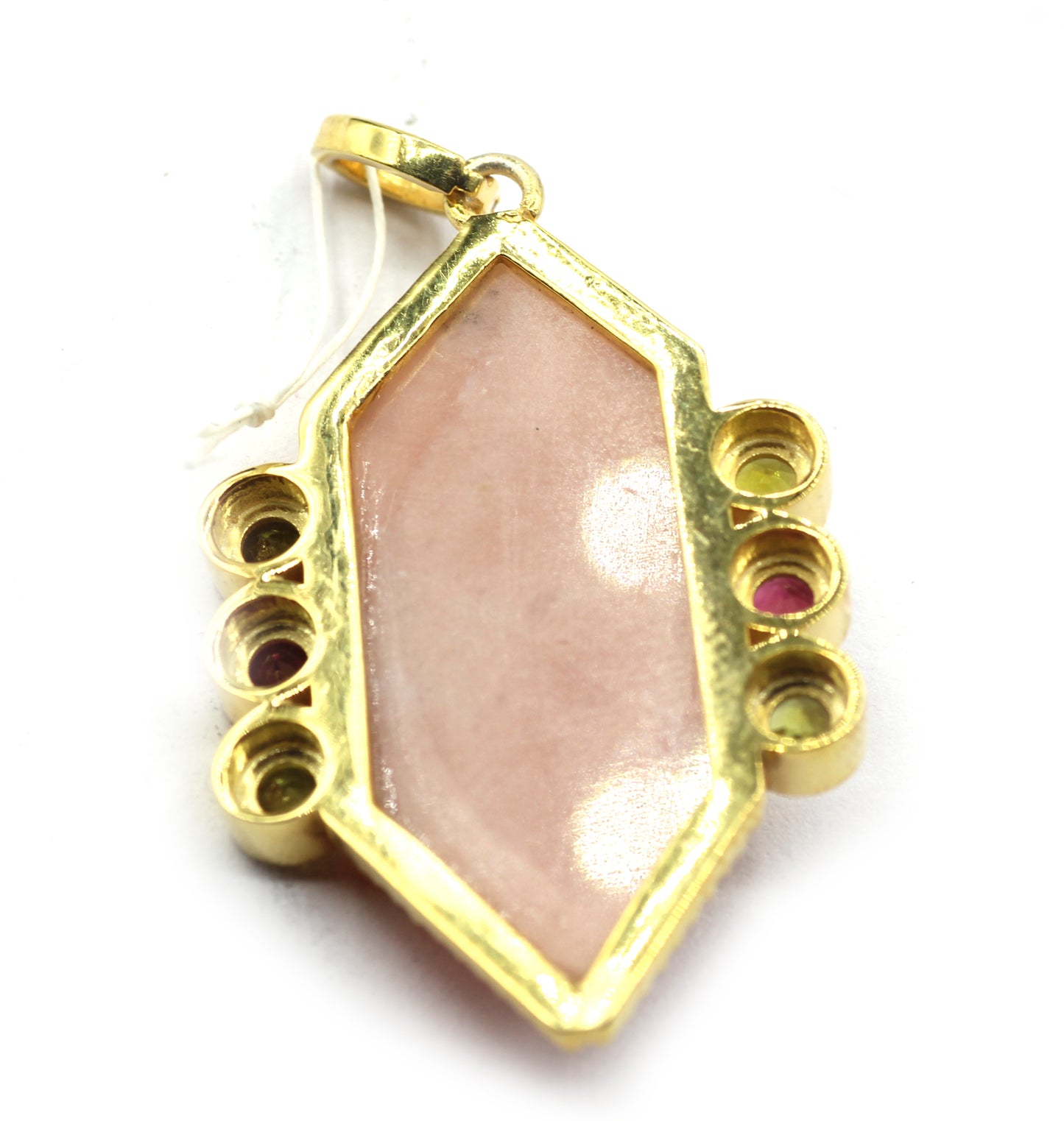 Peach Moonstone Pave Diamond Pendant