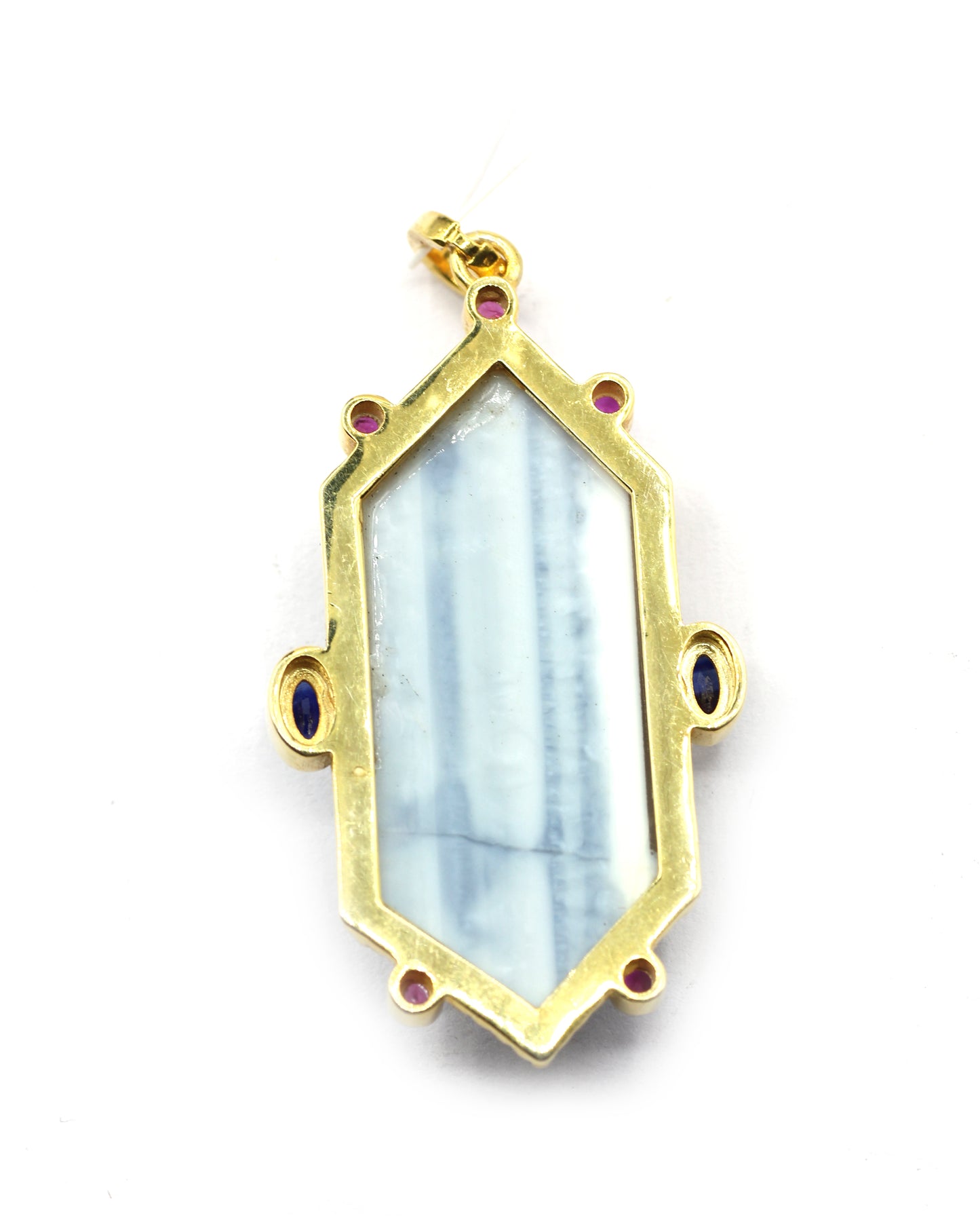 Blue Opal Pave Diamond Pendant