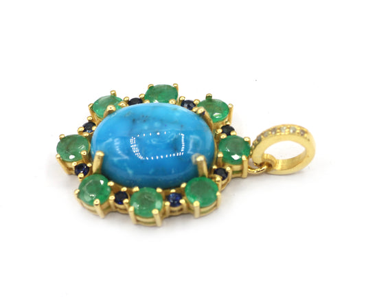 Oval Silver Pave Diamond Pendant