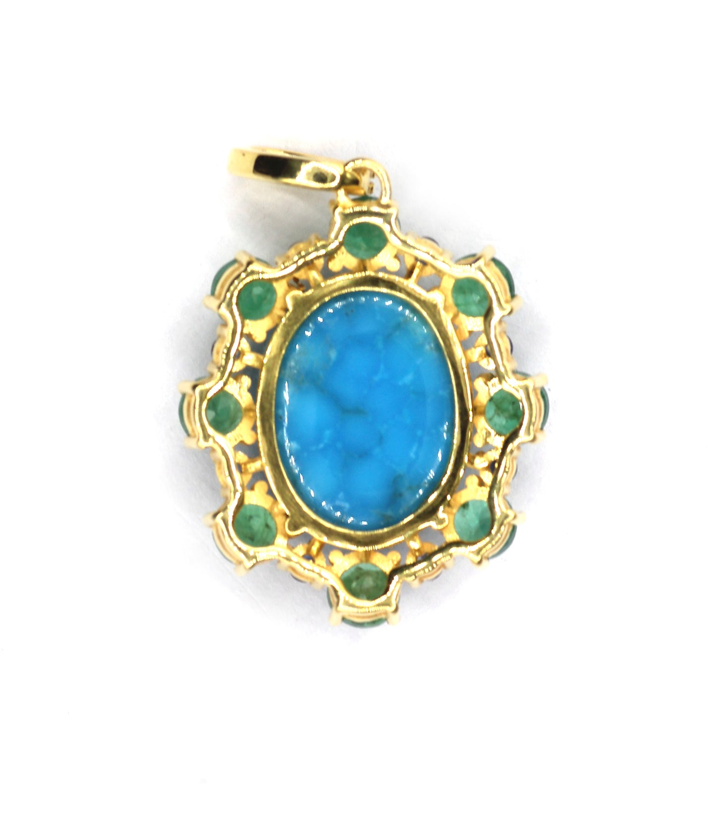 Oval Silver Pave Diamond Pendant