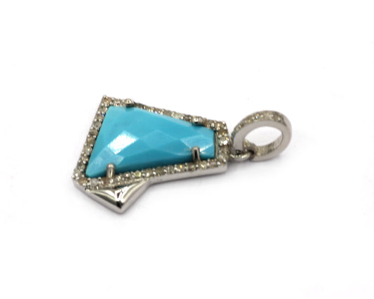 Turquoise Silver Pave Diamond Pendant