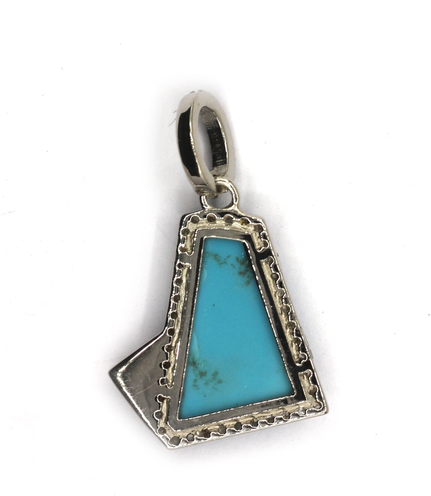 Turquoise Silver Pave Diamond Pendant