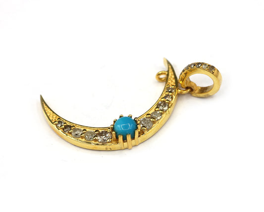 Moon Silver Pave Diamond Pendant