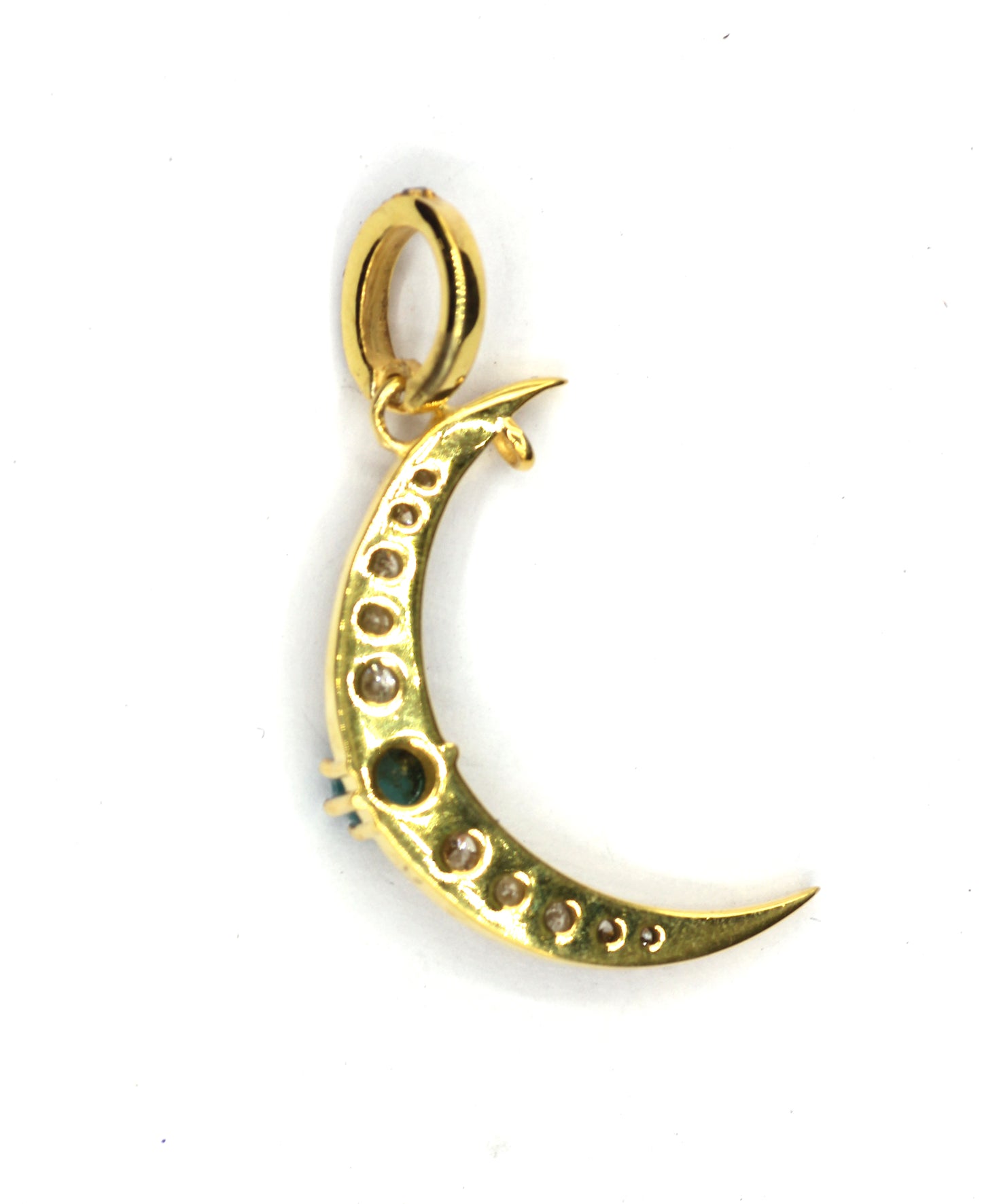 Moon Silver Pave Diamond Pendant