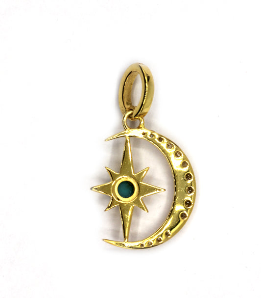 Moon Star Silver Pave Diamond Pendant