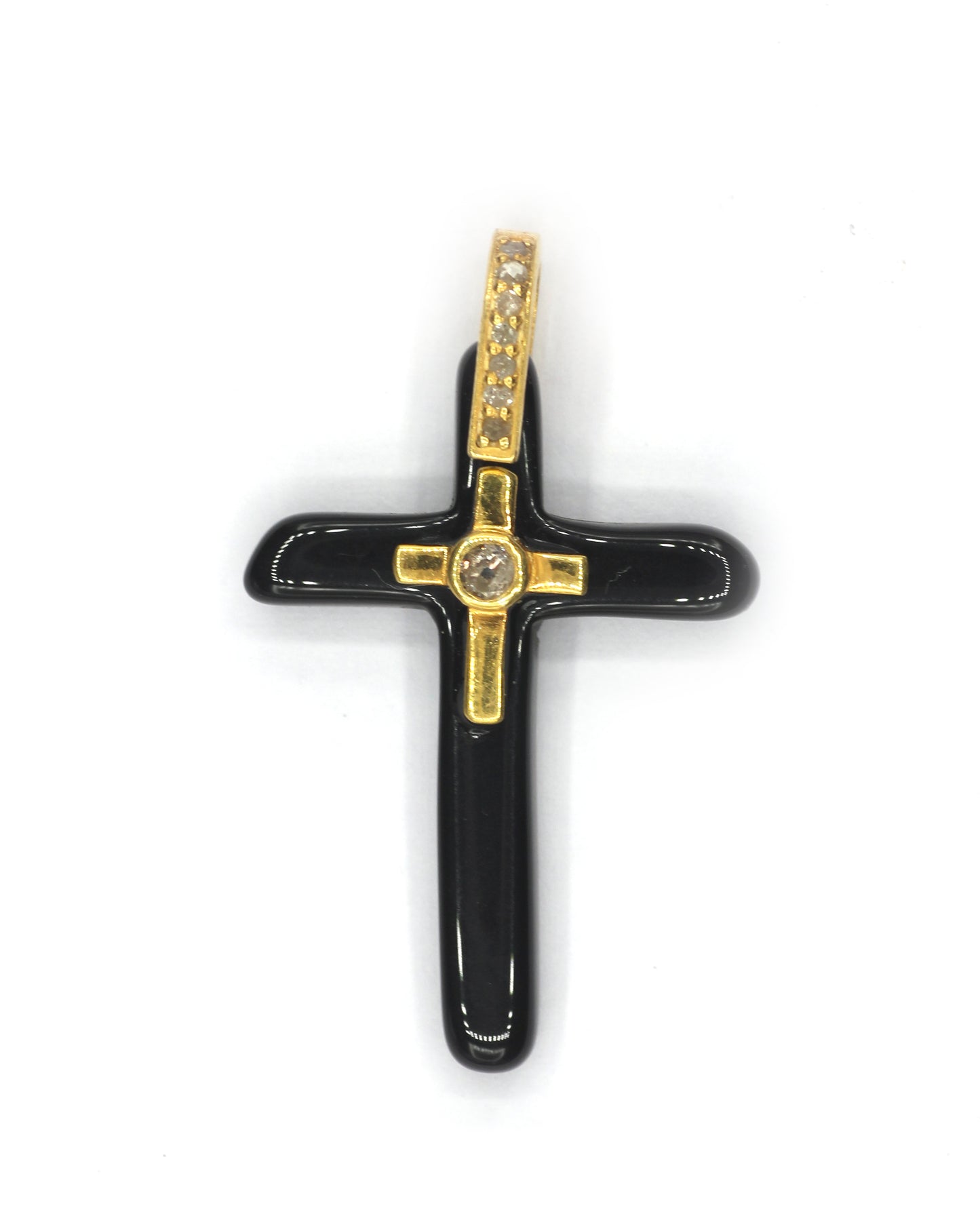 Cross Black onyx Pave Diamond Pendant