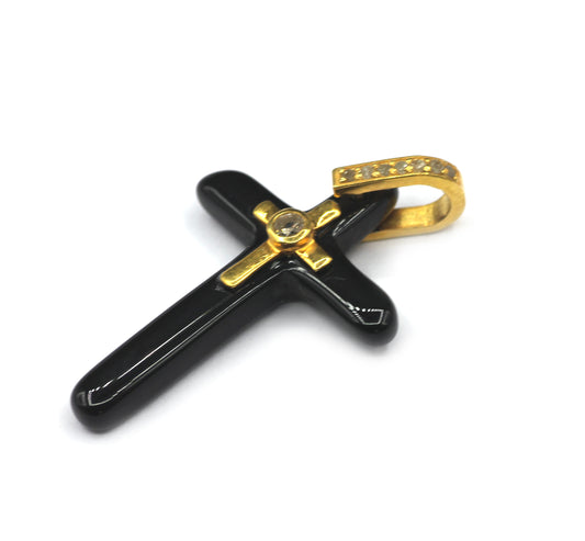 Cross Black onyx Pave Diamond Pendant