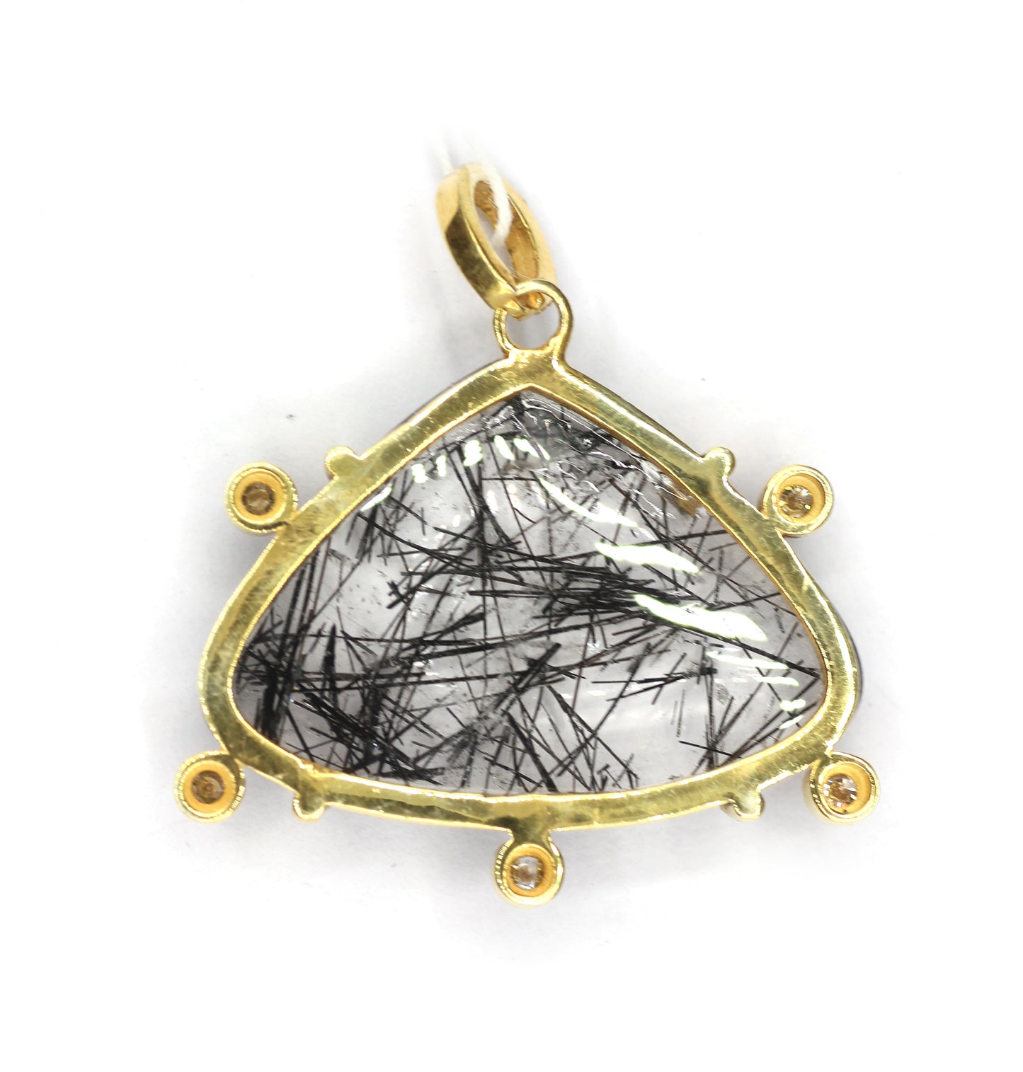 Black Rutile Silver Pave Diamond Pendant