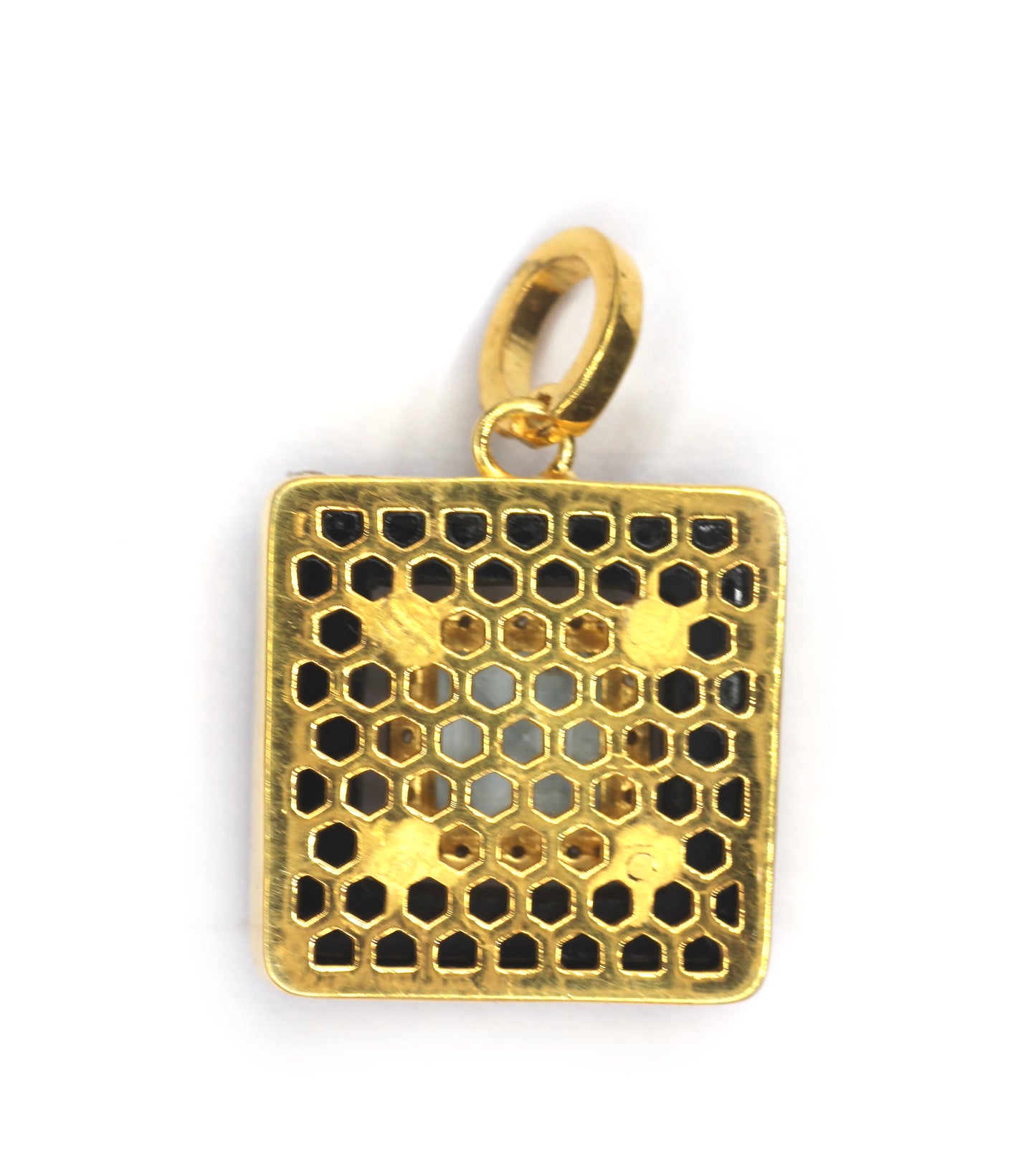 Square Silver Pave Diamond Pendant