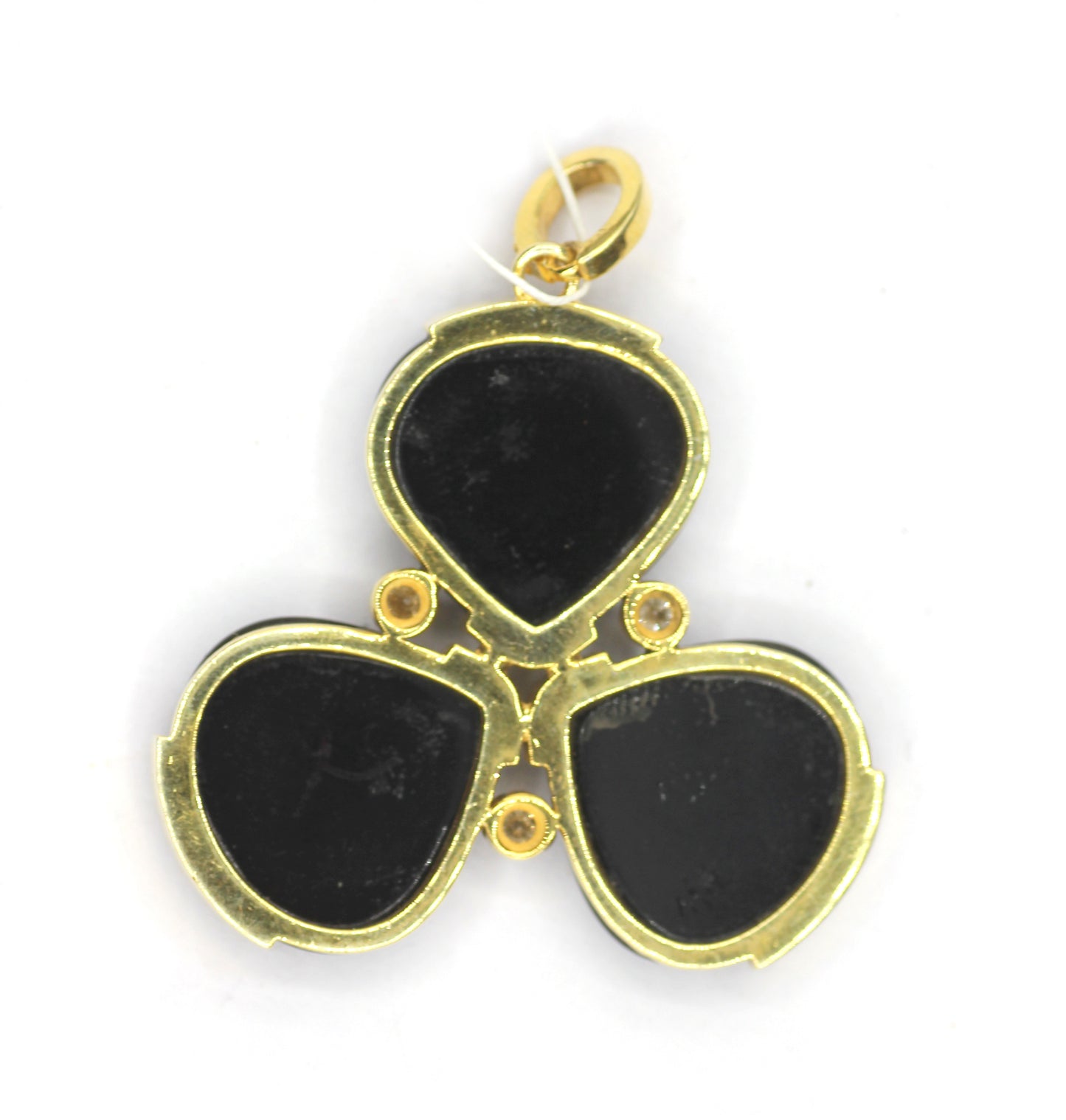 Black Onyx Silver Pave Diamond Pendant