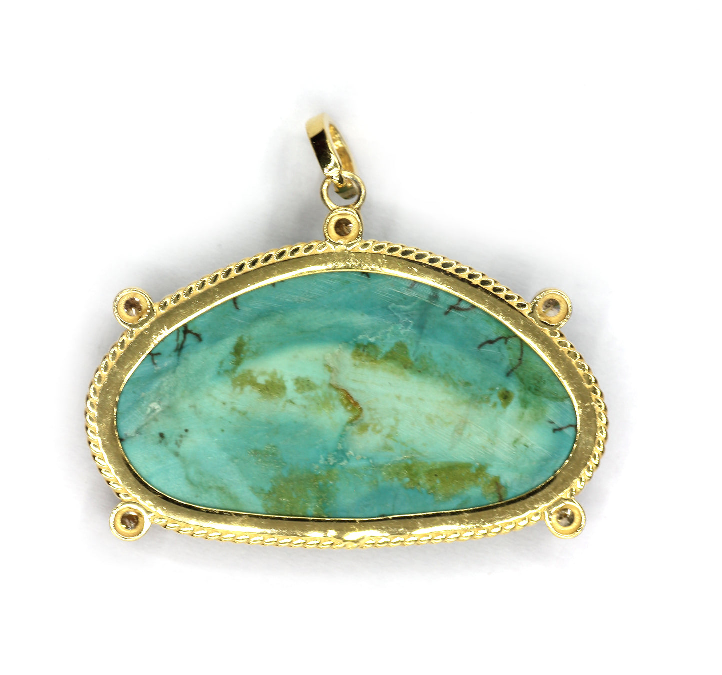 Turquoise Silver Pave Diamond Pendant