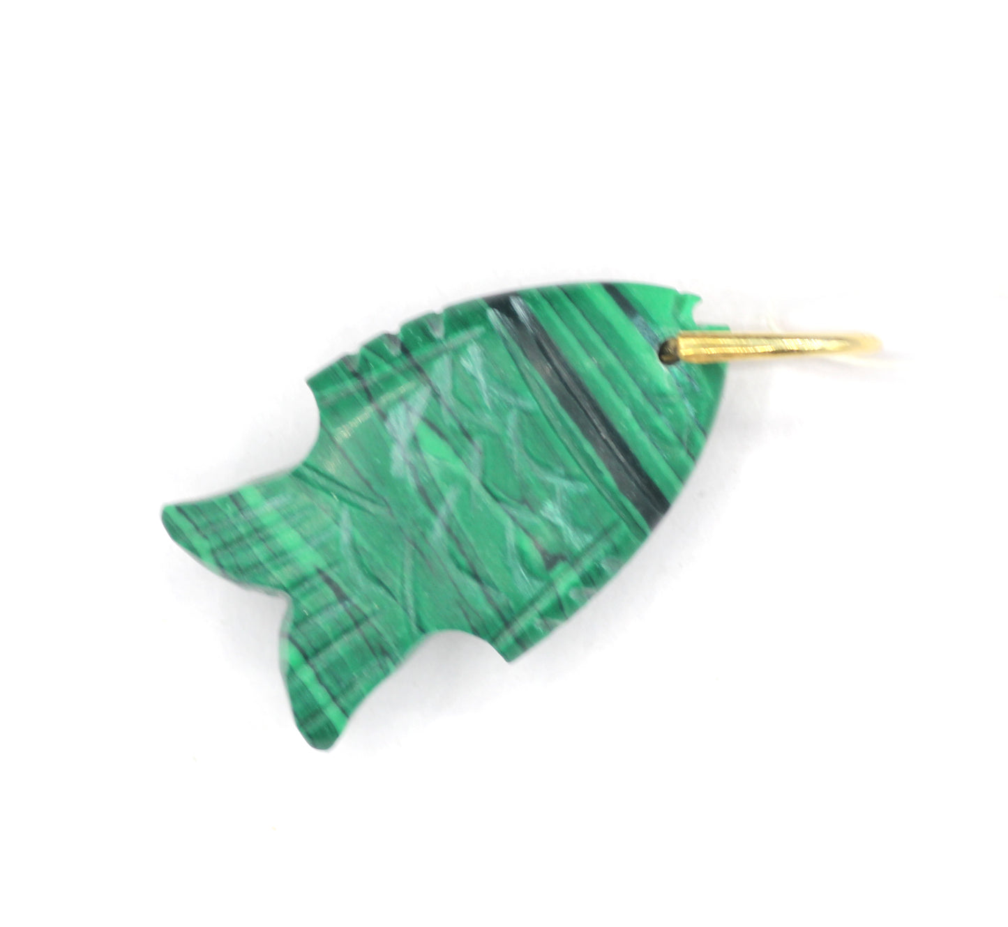 Malachite Fish Silver Pave Diamond Pendant