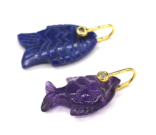 Fish Silver Pave Diamond Pendant