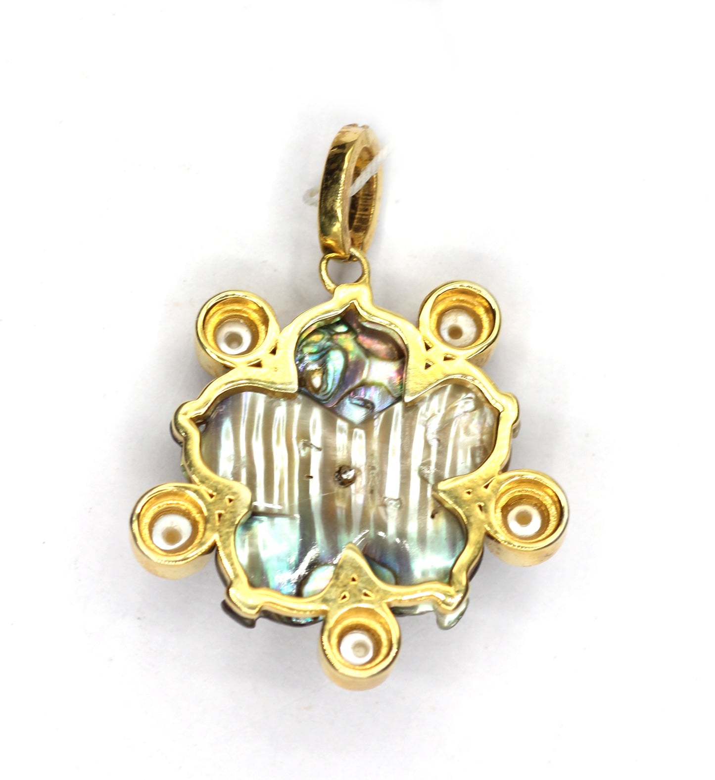 Black Mother of Pearl Silver Pave Diamond Pendant