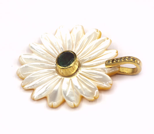 Flower Silver Pave Diamond Pendant